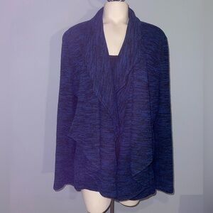 Grace Elements Open Front Blue/Black Women's Cardigan Jacket sweater Size XL